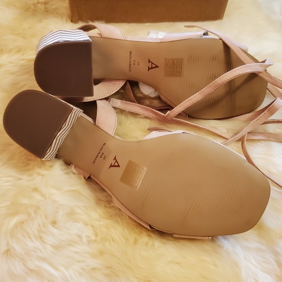 Anthropologie Ankle-Tie Block Heel Sandal- nude/blush - Picture 10 of 11